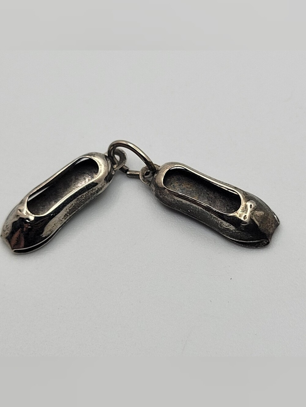 Silver Tone Shoe Charm - Blackened Finish